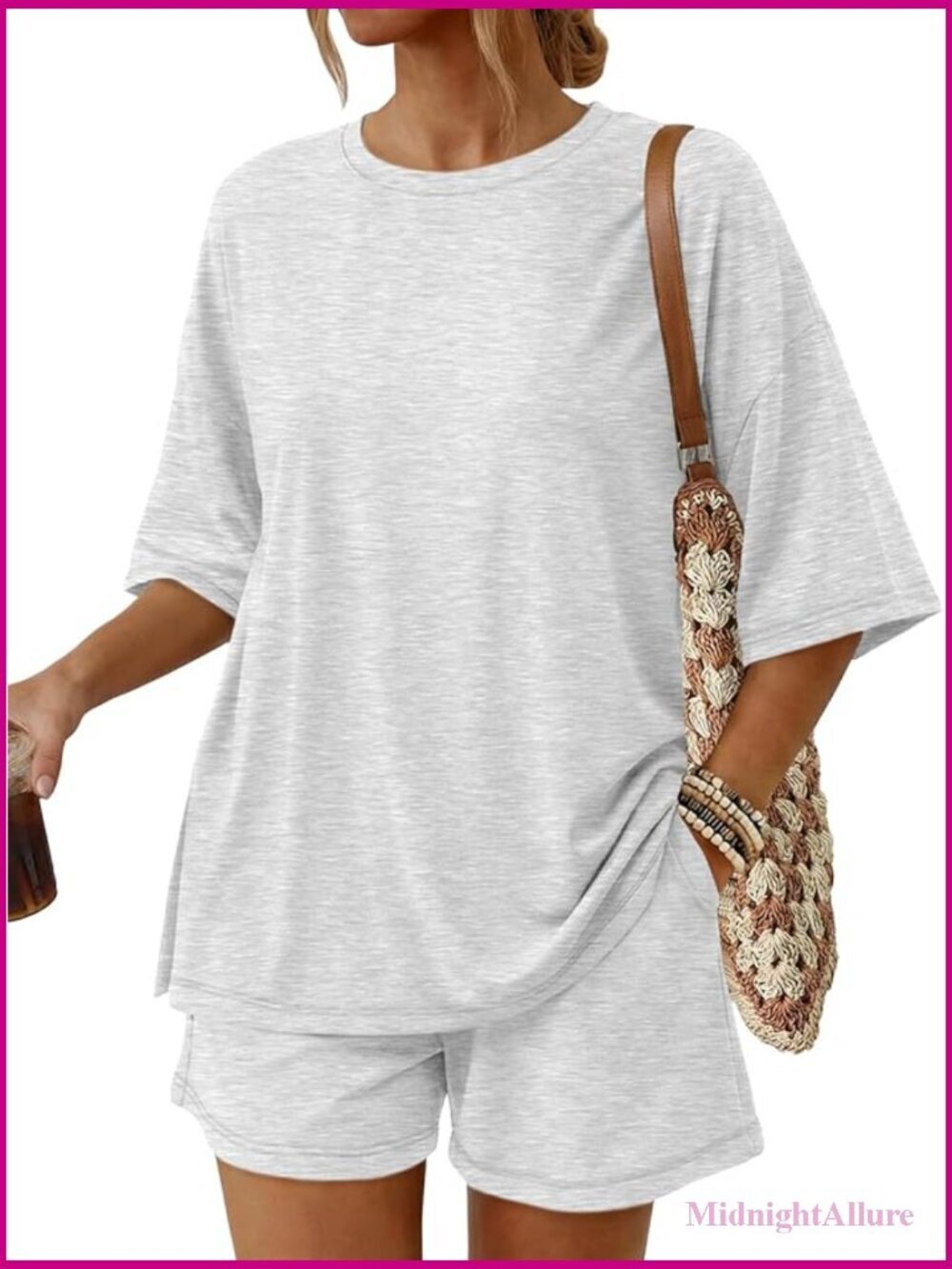 2 Piece Lounge Set Oversized Top & Shorts with Pockets